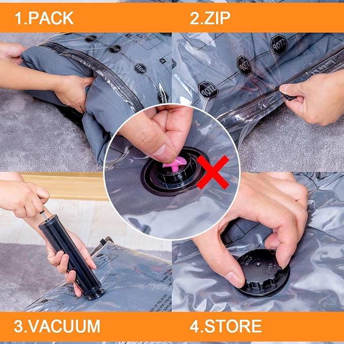 24 Pack Vacuum Storage Bags with Electric Pump, (5 Jumbo, 5 Large, 5 Medium, 5 Small, 4 Roll Up Bags) Space Saver Bag for Clothes, Mattress, Blanket, Duvets, Pillows, Comforters,Travel