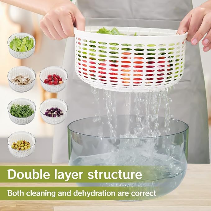 Electric Salad Spinner, 6L Lettuce spinner,Large Capacity Salad Vegetable Dryer,Fruit Salad Washer spinner dryer for Home Kitchen Washing & Drying Leafy Vegetables