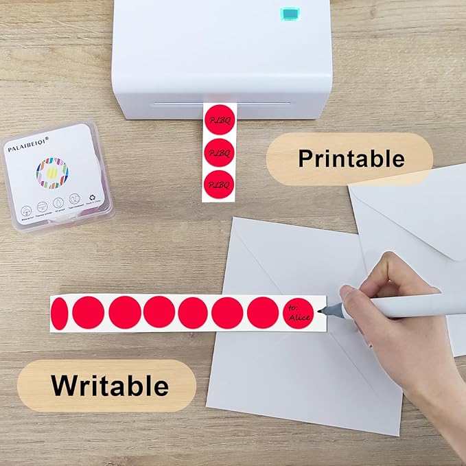 1 Inch Round Thermal Sticker Labels,Color Dot Stickers,Label Stickers,Waterproof,Oil Proof,for Thermal Printers,DIY,Office,Retail,Home and Warehouse Organization(Red,1000 Pcs)