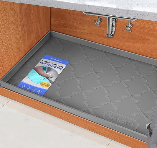 SIKADEER 25" x 22" Under Sink Mat Waterproof, Silicone Mat Kitchen Drawer Shelf and Cabinet Liner, Sink Protector for Kitchen Organizers and Storage, Boot Tray Pet Food Mats
