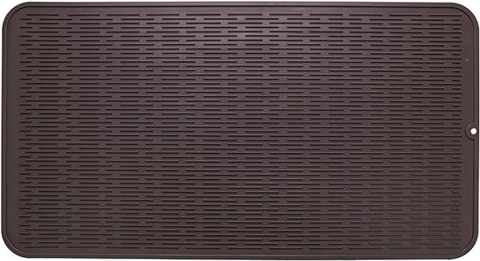 Silicone Dish Drying Mat for Multiple Usage,Easy clean,Eco-friendly,Heat-resistant Silicone Mat for Kitchen Counter or Sink,Refrigerator or Drawer Liner Coffee 4XL 32 inches x 18 inches