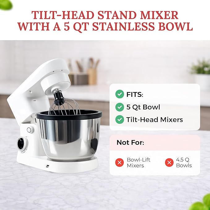 Cavelle Set Of 3 Silicone Mixing Bowl Liners With Lids | Silicone Liners For KitchenAid Mixer - For Tilt Head Mixers And 5qt Stainless Steel Bowls