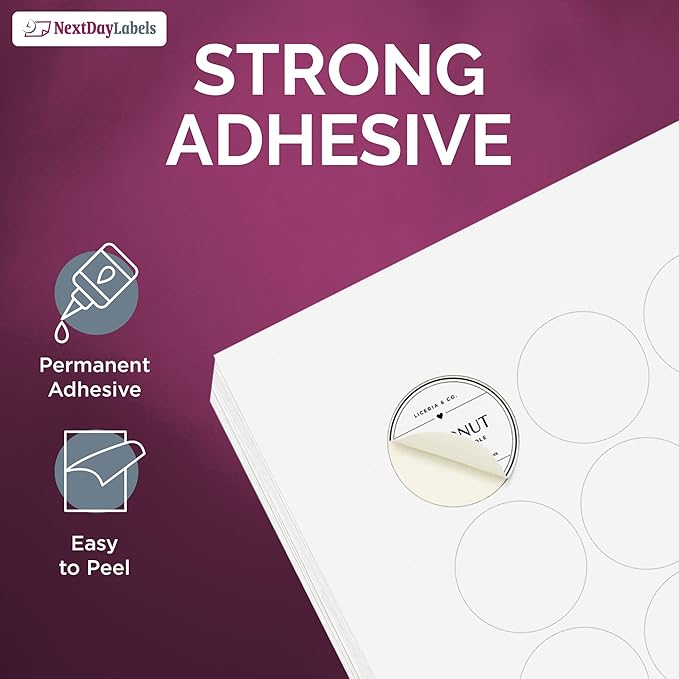 NextDayLabels 0.75 Inch Round Circle Stickers White for Bleeds Laser Inkjet - 108 Per Sheet Self-Adhesive Color Coding Inventory Labels Made in USA - 108,000 Labels