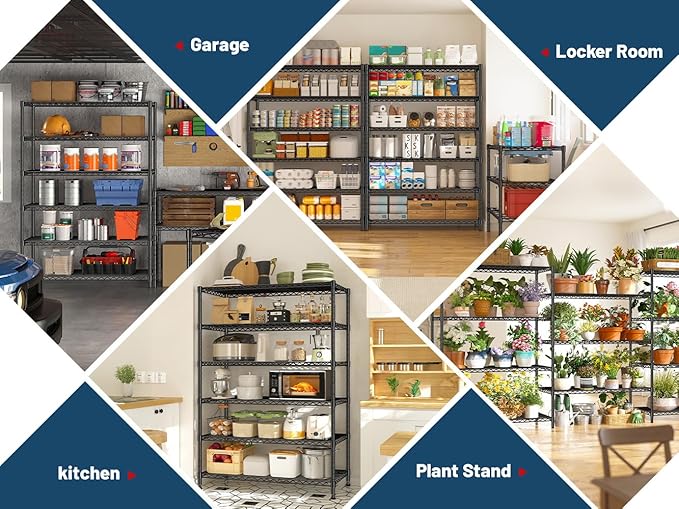 Storage Shelves Metal Shelving Unit 6Tier Wire Shelving Rack 1200LBS Heavy Duty, Adjustable Pantry Shelves, Metal Shelf for Kitchen,Garage Shelving,Closet Shelves,75" Hx 36" Wx 18" D