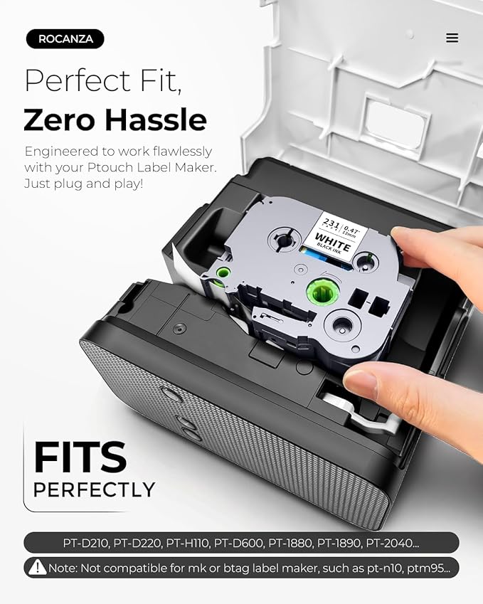 TZe-131 Clear Label Maker Tape 12mm 0.47 Laminated Clear TZ Tape 1/2" Compatible with Brother P Touch Label Tape Work with Brother PTouch D220 PTD210 PTH110 PTH111 PTP710BT PTD400 Cube, 6-Pack