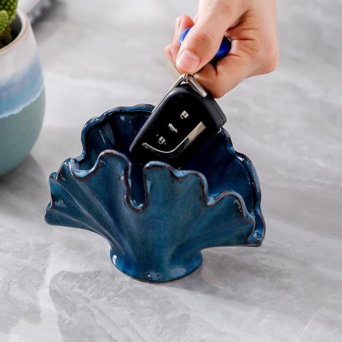 Ceramic Sponge Holder,Sponge Holder for Kitchen Sink,Compact Sink Caddy Organizer-Scouring Pad and Dish Sponge Holders,Farmhouse Kitchens Decor Cute Kitchen Gadgets Accessories(Blue)
