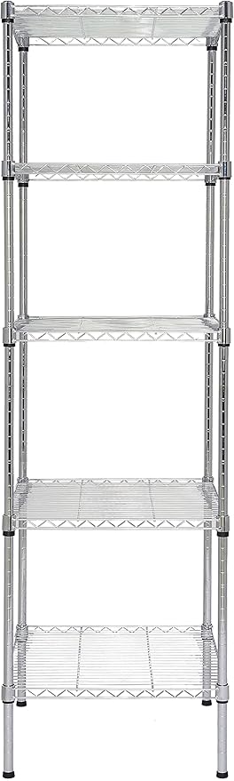 Finnhomy Heavy Duty 5 Tier Wire Shelving Unit, 18x18x59-inches 5 Shelves Storage Rack, Metal Shelving with Thicken Steel Tube, NSF Certified, Chrome