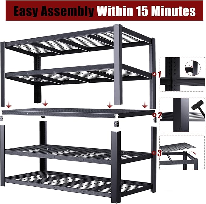 62" W 3050LBS Storage Shelves Unit,5 Tier Heavy Duty Metal Shelving Unit and Storage Large Rack,72" H x62 W x24 D Adjustable Metal Shelving Unit,Garage Shelves for Basement,Warehouse