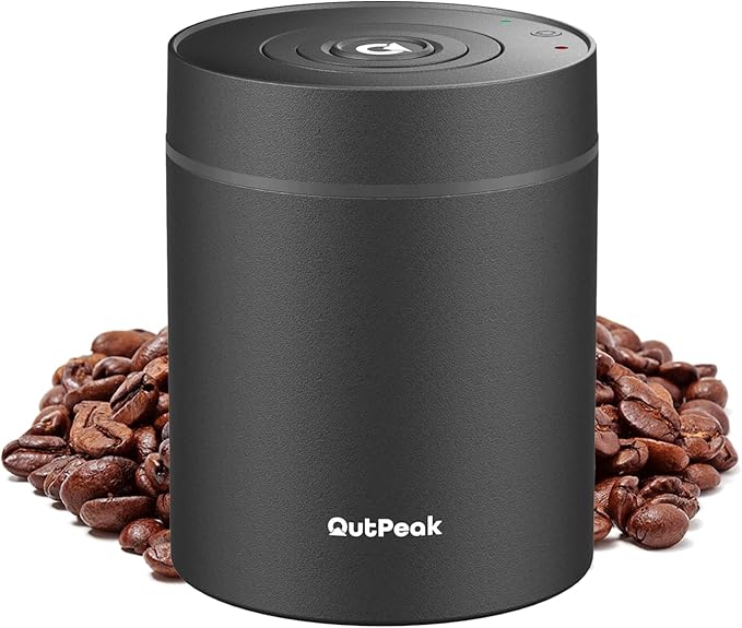 OUTPEAK Neo Latest Vacuum Coffee Canister, 0.5L for 4.6oz Coffee Beans, One-Button Operation, Small Airtight Coffee Canister with Scoop, Coffee Storage Container Stainless Steel (Champion's Choice)