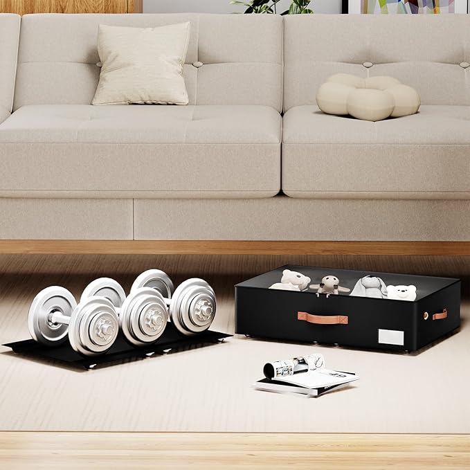 Underbed Storage With Wheels,Large Capacity 7.5 inches Height Storage Bins,Rolling Underbed Shoe Storage Containers,dorm Storage Drawers for clothes & blankets