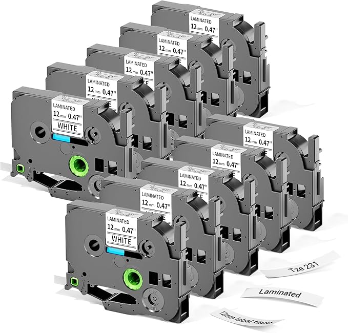 Label KINGDOM Tze-241 18mm 3/4 inch Label Maker Tape Compatible with Brother Ptouch Printer PT D400 D410 P710bt P750w, 10 Pack