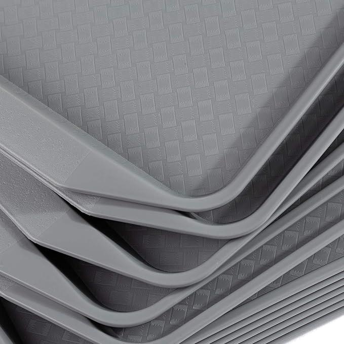 Aebeky Plastic Fast Food Tray,16.7 by 11.8-Inch,Set of 12 (Grey)