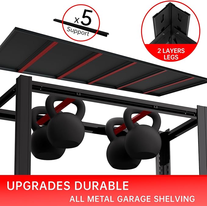 Extra Big/Wide 72" H x 62.12" Wide x 24" D Adjustable Industrial Metal/Steel 5-Shelf-Storage-Rack Heave Duty Utility Tall Garage/Warehouse Shelving Shelves Unit/System for Bin/Shed, Black