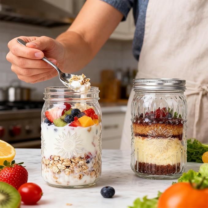 CycleMore 9 Pack 32oz Large Mason Jars with Metal Lids & Bands, Wide Mouth Canning Jars, 1 Quart Jars for Crafts & Homemade Gifts