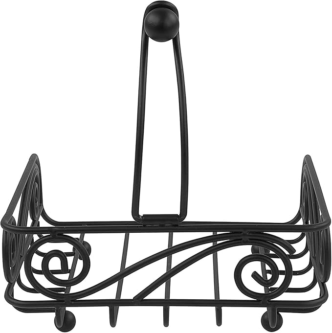 Specrum Scroll Deco Weighted Napkin Holder, Flat Napkin Holder With Weighted Arm, Traditional-Style Napkin Dispenser, Sturdy Steel Kitchen & Dining Room Décor Black