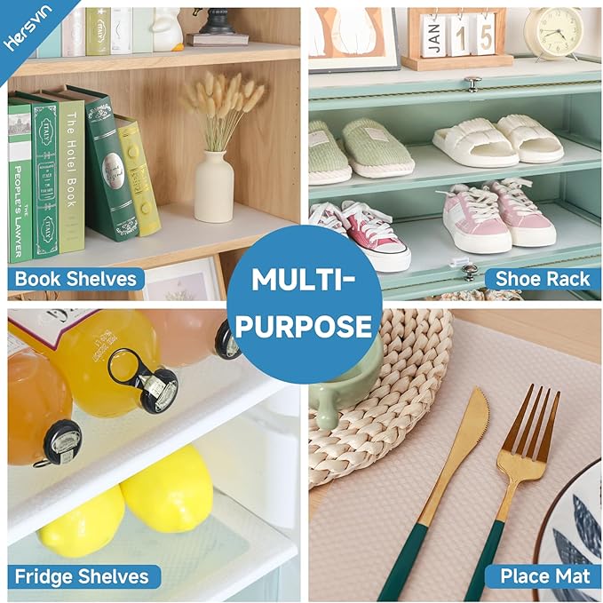 Hersvin Shelf Liners 14 in x 20 ft EVA Drawer Mats, Non-Adhesive Cupboard Protector, Kitchen Cabinet Lining Fridge Liner (Clear Flat Dot, 35.6x610cm)