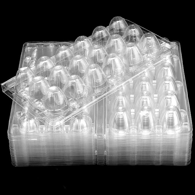 SINJEUN 120 Pack 18 Grid Clear Quail Egg Cartons, Stackable Plastic Quail Egg Container, Small Egg Cartons Cheap Bulk, Reusable PVC Egg Dispenser Holder Case for Refrigerator, Holds 18 Eggs