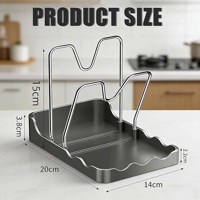 Multi-Functional Kitchen Pot Lid Storage Rack - Double Layer Holder for Pots, Cutting Boards, Spoons & Chopsticks - Rust-Resistant Carbon Steel - Black