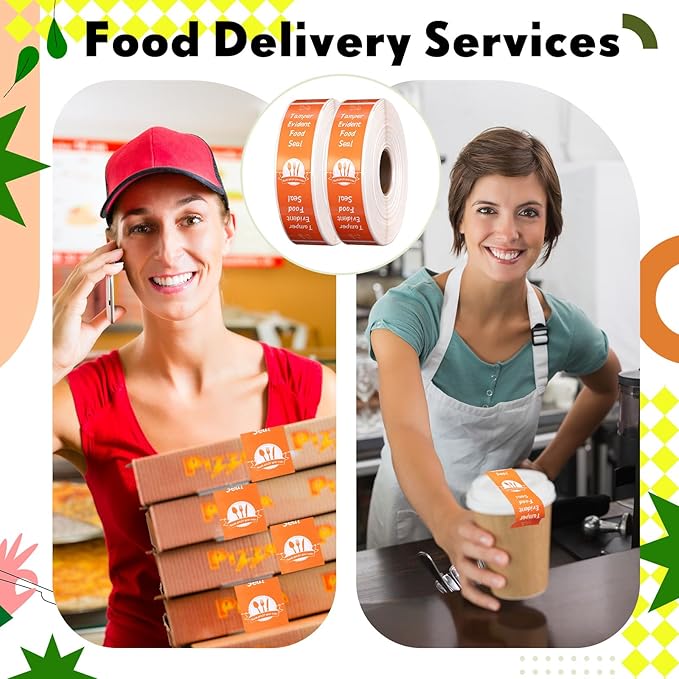 1000 Pieces Tamper Proof Stickers Safety Stickers for Food Delivery 1.5 x 6 Inches Tamper Seal Proof Tape Safe Labels Sealed for Freshness Drink Food Container Pizza Boxes (Orange)