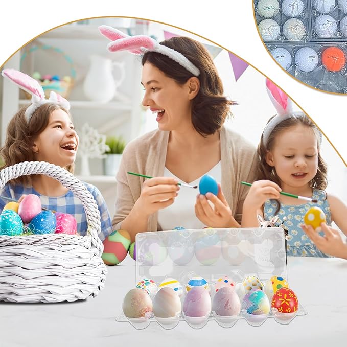 Bulk Egg Cartons 90 Pack, Clear Plastic Chicken Egg Holders, Egg Tray Carton Holder for Home & Kitchen, Farm & Market Use, An Eco-Friendly Egg Storage Solution(12 Grids)