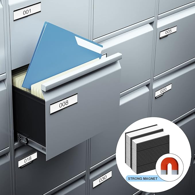 500 Pieces Magnetic Data Card Holders Channel Magnetic Label Holders Labels Racks with Magnets with 500 Protective Films and 1000 Replacement Strips for Metal Racks Shelf Bin (1 x 3 Inch)