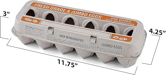 MT Products Natural Pulp Jumbo Egg Cartons 1 Dozen - Disposable Egg Storage Container (Pack of 15) - Made in the USA