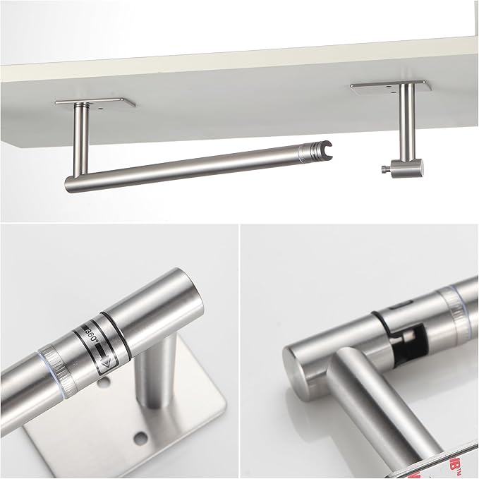 BVL Paper Towel Holder Under Cabinet for Kitchen Brushed Nickel Adhesive