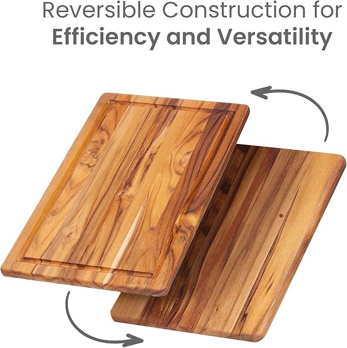 Teakhaus Teak Wood Cutting Board Set of 3 - Small, Medium and Large Teak Cutting Boards - Holiday Gift Ideas for Men and Women - Gift-Ready, Reversible, Edge Grain, Knife Friendly - FSC Certified