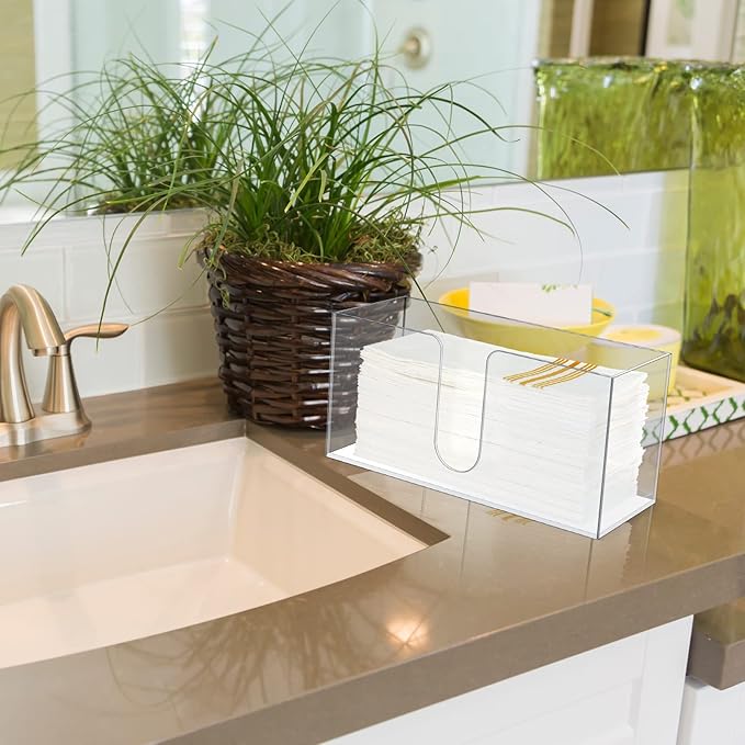Mumufy 2 Pcs Acrylic Fold Paper Towel Dispenser Countertop Napkins Dispenser Napkin Holder Multifold Disposable Acrylic Paper Towel Holder for Z or C Fold (Clear)