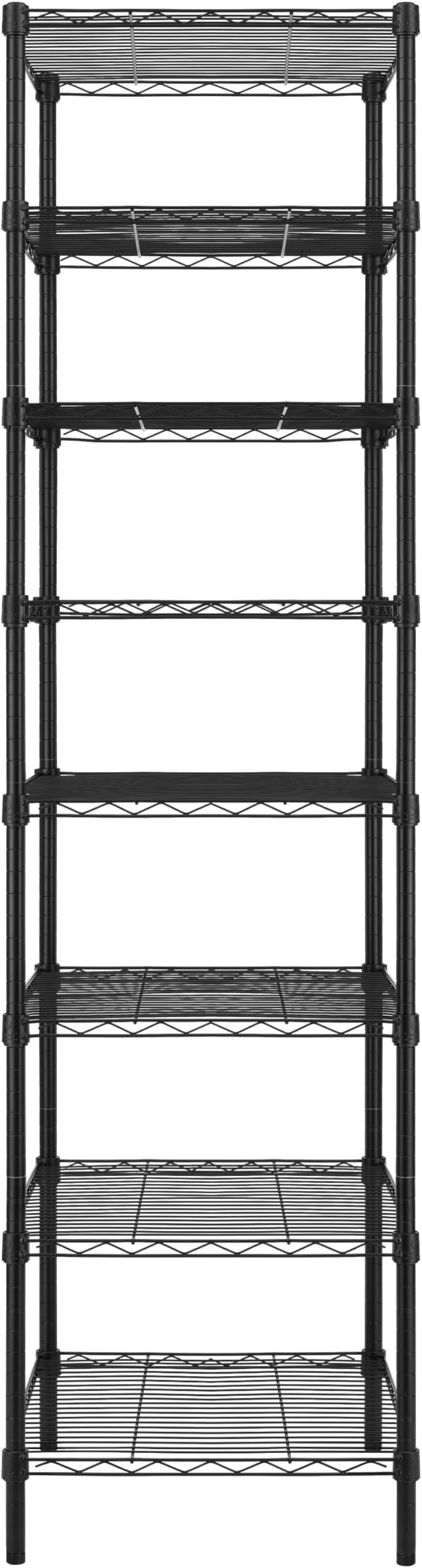 Finnhomy Heavy Duty 8 Tier Wire Shelving, 18x18x78.8 inches 8 Shelves Storage Rack with Thicken Steel Tube, Pantry Shelves for Storage, Adjustable Metal Shelving Unit, NSF Certified, Black