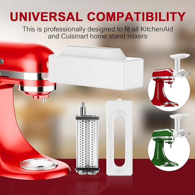 Professional Meat Tenderizer for KitchenAid Mixer, Meat Tenderizer Machine, Dishwasher-Safe Attachment with 6.5" Inlet, Perfect for Home & Restaurant Chefs, Hunters, White