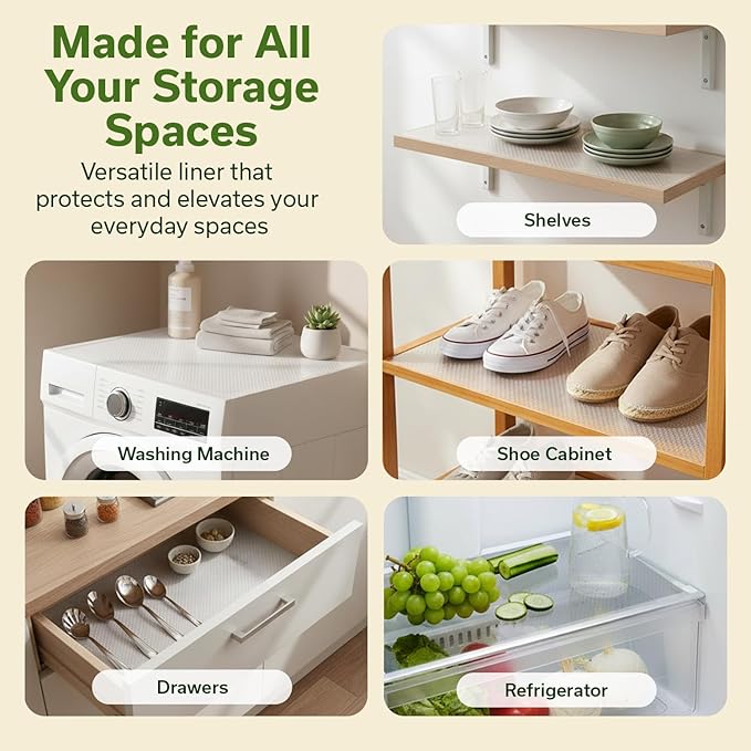 EVALAND Shelf Liners for Kitchen Cabinets Non-Adhesive 17.7" x 33 FT Clear Drawer Liner Non Slip, Washable Cabinet Liner, Waterproof Shelf Liners for Cabinets, Refrigerator Bathroom Pantry Cabinet Mat