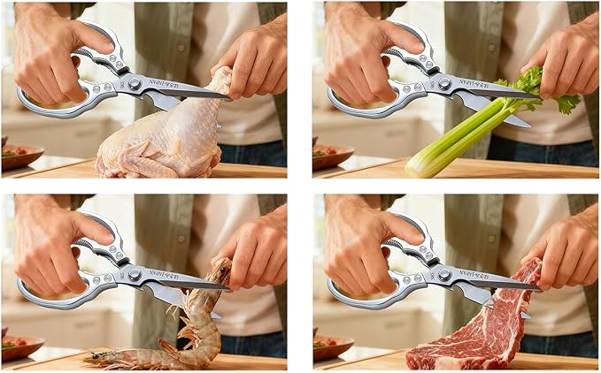 Kitchen Scissors Set, Heavy Duty Meat Scissors All Purpose, Dishwasher Safe Food Shears for Seafood Pizza Herb Chicken Poultry Cutting Cooking, Christmas Gifts for Men Women Mom Dad