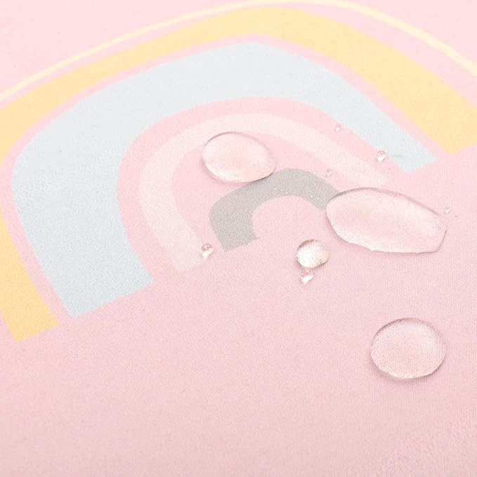 Splat Mat for Under High Chair/Arts/Crafts by CLCROBD, 51" Baby Anti-Slip Food Splash and Spill Mat for Eating Mess, Waterproof Floor Protector and Table Cloth (Rainbow Pink)