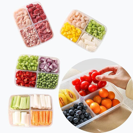 4 Pcs Reusable Food Storage Containers with Lids, Meal Prep Lunch Boxes Food Containers for Storing fruits, Meat, Snacks and Vegetables.