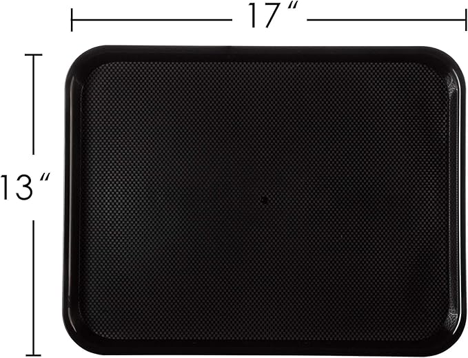 Eslite Rectangular Plastic Serving Trays,Fast Food Serving Cafeteria Trays,17"X13",Set of 6 (Black)