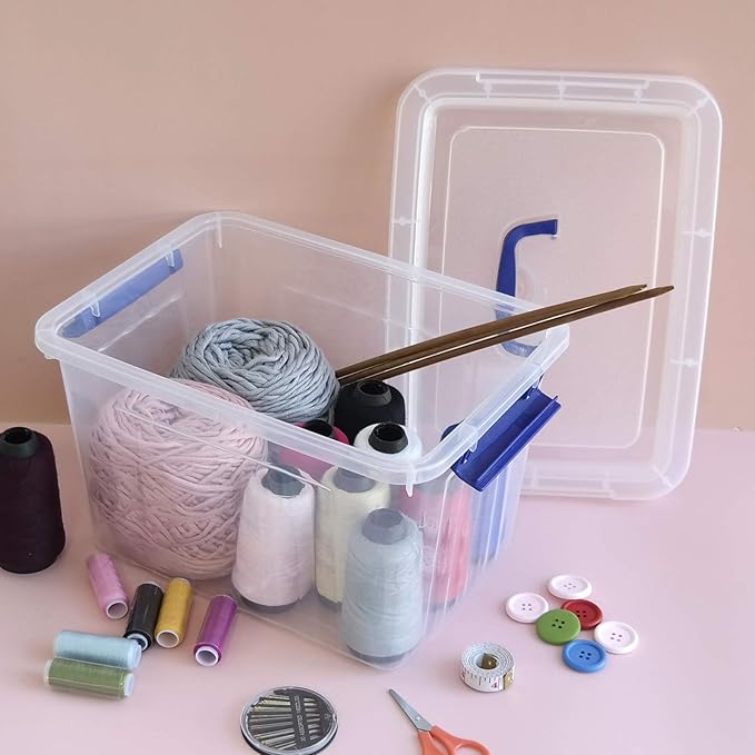 4-Pack 10 L Plastic Storage Box, Clear Storage Box with Lid