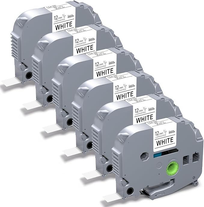 Label Orison TZe-231 TZ-231 Compatible with Brother P-Touch Label Tape Tz Tape 12mm 0.47 Laminated White Refills for PT-H110 PT-D210 PT-D400 Label Maker,Black on White,1/2" x 26.2Feet(12mmx8m), 6Pack