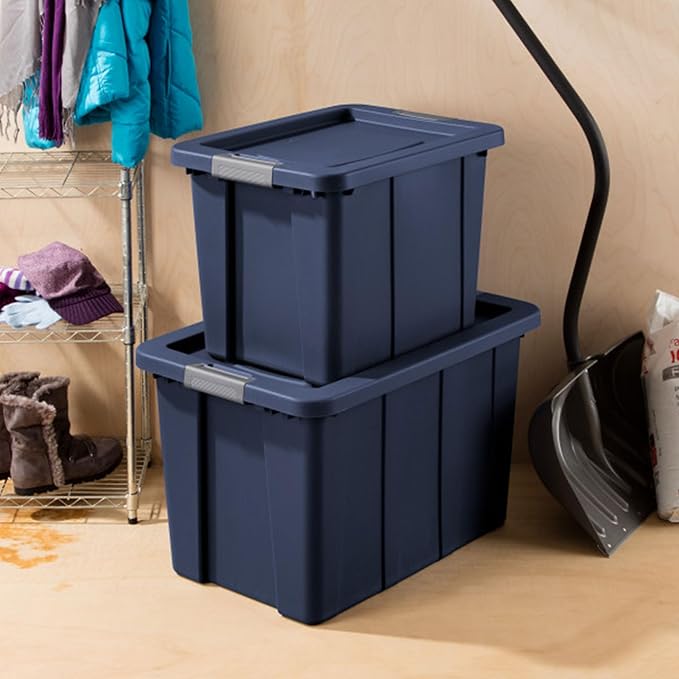 Sterilite 6-Pack Storage Bins with Lids, Heavy Duty Totes, Tuff1, 18 Gallon, Dark Indigo