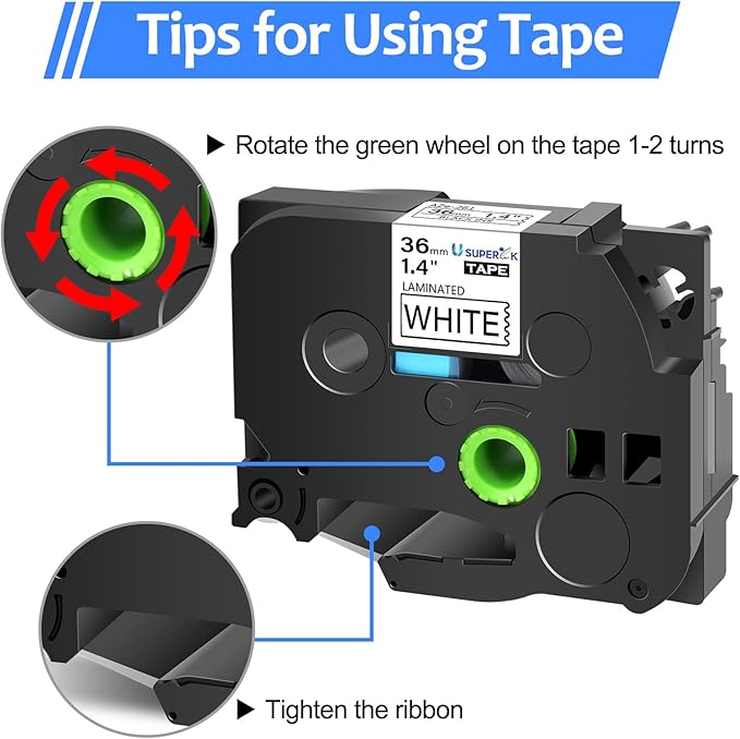 10 Pack TZe-261 36mm 1.4 Laminated White Tape Compatible with Brother P Touch Label Tape 1-1/2 inch TZe TZ-261 TZe261 Black on White TZe TZ Label for PT-D600 PT-D610BT PT-P700 PT-P710BT