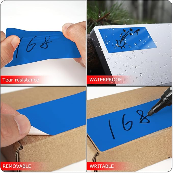 Blue Rectangle Stickers 4 x 2 Inch Color Coding Labels Vinyl Roll Self-Adhesive Waterproof Removable 500 PCS
