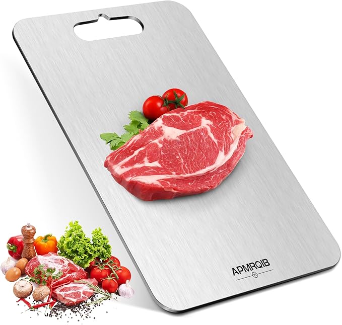 APMRQIB Titanium Cutting Board, 100% Pure Titanium Cutting Boards for Kitchen, Double Sided Non Toxic Cutting Board, Hygiene Durable Dishwasher Safe 13.1 ”× 8.1 ” (L)