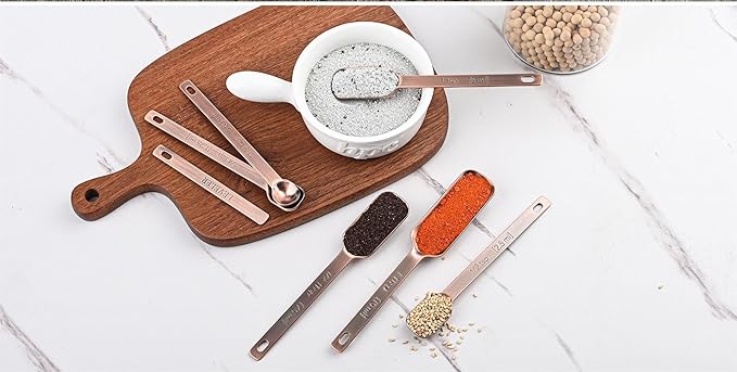 Nstezrne Copper Measuring Cups and Spoons Set 17 for Dry & Liquid, Metric & Us Stainless Steel Measuring Cups and Spoons Set with Leveler for Kitchen & Baking with 3/4 & 2/3 Measurer Cup