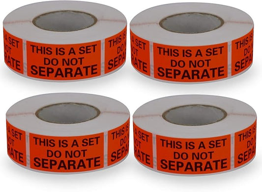 4 Rolls/2000 Labels,This is a Set Do Not Separate,Fluorescent Red Packing Labels(1" x 2")