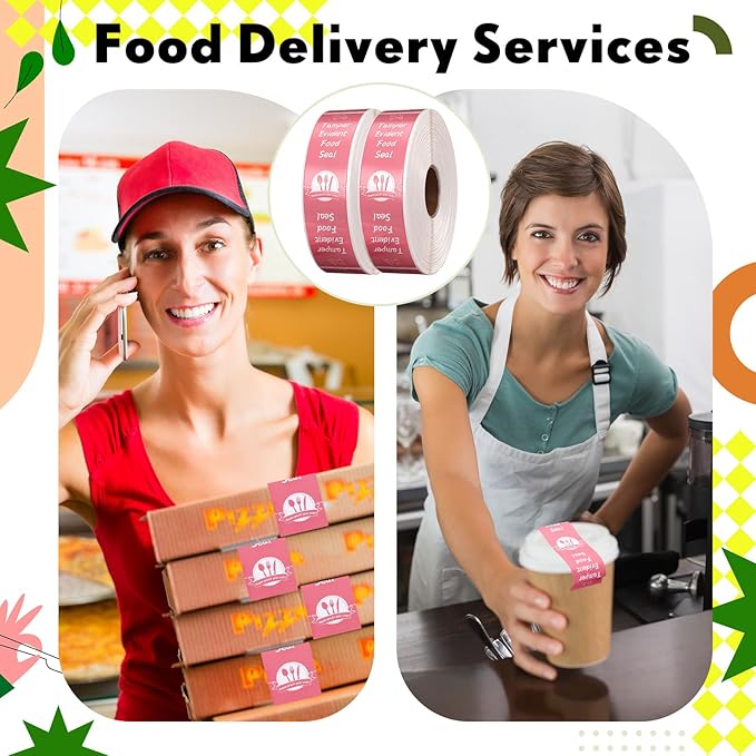 1000 Pieces Tamper Proof Stickers Safety Stickers for Food Delivery 1.5 x 6 Inches Tamper Seal Proof Tape Safe Labels Sealed for Freshness Drink Food Container Pizza Boxes(Pink)