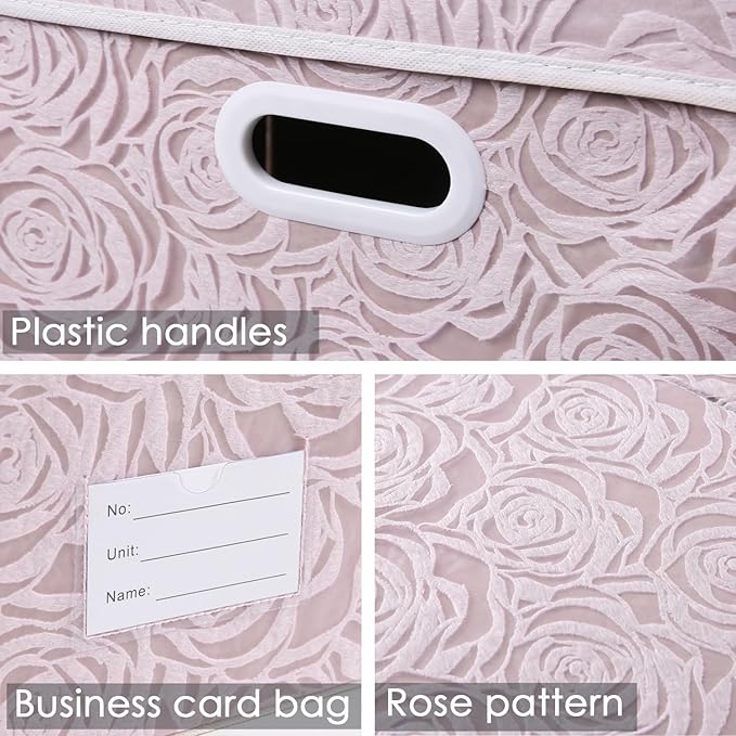 PRANDOM Extra Large Collapsible Storage Cubes with Lids Fabric Decorative Storage Bins Boxes Organizer Baskets with Cover Handles for Bedroom Closet Living Room 19.6x15.7x11.8 Inch 3 Pack