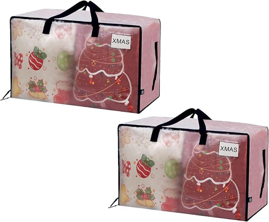VENO 2 Pack Moving Bags and Large Christmas Decoration Storage Bins with lids. Alternative to Moving Boxes, Packing Supplies for College. Heavy Duty Totes (Clear, 2 Pack)
