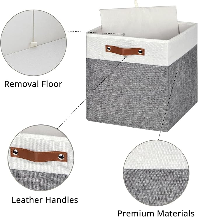 HNZIGE 13x13 Foldable Storage Bins Set of 4 Storage Cubes Fabric Storage Baskets for Shelves with Handles Organizer for Toy Nursery Closet Bedroom