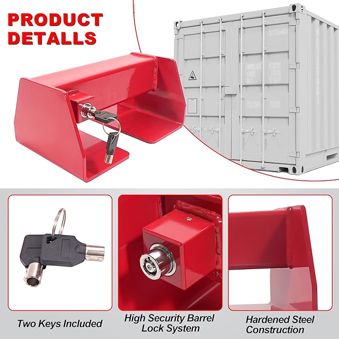 Heavy Duty Shipping Container Lock with 2 Keys, Cargo Door Security Lock for Semi Trailer Trucks, Containers & Heavy Equipment - Anti-Theft Steel Construction