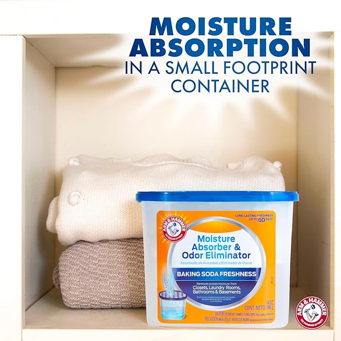 Arm & Hammer Fragrance Free Refillable Moisture Absorber and Odor Eliminator 14 oz. Tub